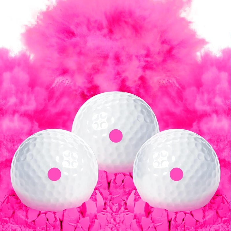 THIODOON 3 Pack Exploding Balls for Golf Party Gender Reveal Prank Funny Joke for Golfers - 3 Piece Set (3 White/Blue & Pink & White) - Image 1